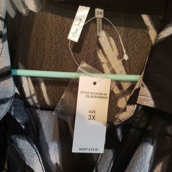 NEW Mirror Image sheer, button down, tunic, cover shirt 3X - Picture 4 of 8
